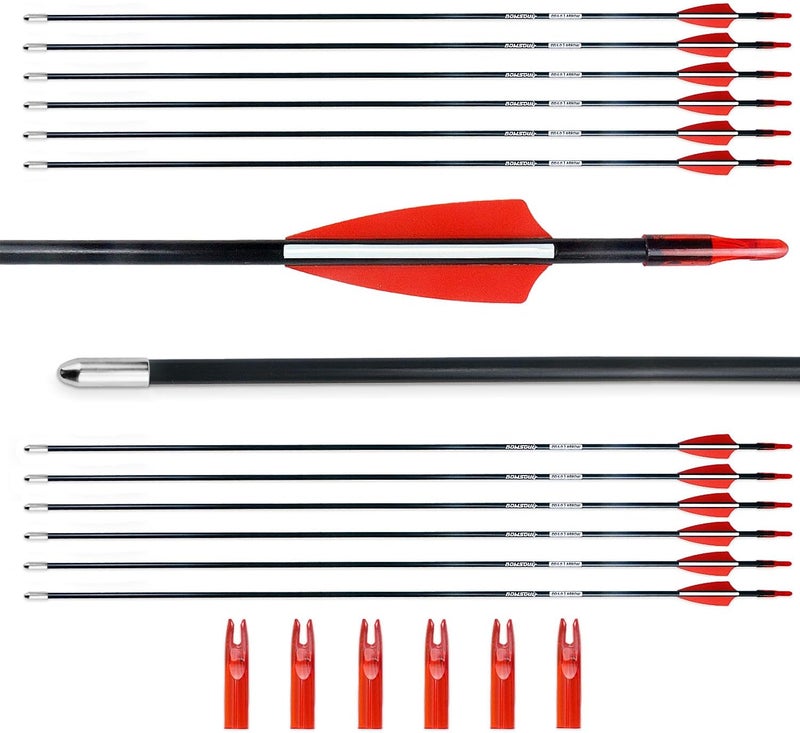 BOWSOUL 28 بوصة سهام الرماية للتدريب هدف سهام للأطفال والشباب أو المبتدئين نقاط غير حادة آمنة عمود متين على الأقواس المنحنية أقواس الشباب والأقواس الطويلة (عبوة من 12)  - Image 1